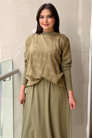 Nuss Labirent Desen Tunik Etek İkli Takım