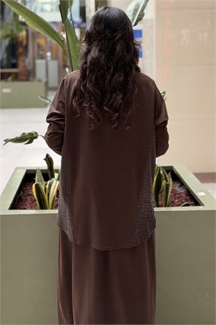 Heddy Yanları Bürümcük Kumaş Kombinli Tunik Etek Takım
