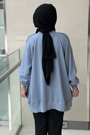 Ghisa Kolları Plise Merserize Detaylı Tunik