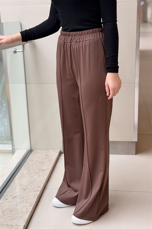 Ghisa Beli Lastikli Nervürlü İspanyol Paça Pantolon
