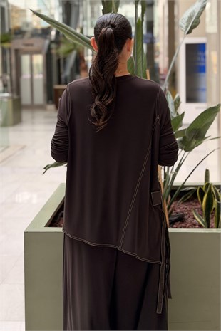 Nurcan Çetin Saçak Detaylı Spor Dikişli Tunik Pantolon Takım