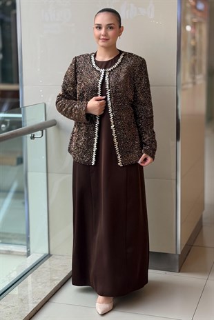Matex Kristal Taş Detaylı Boncuk İşlemeli Abiye İkili Set