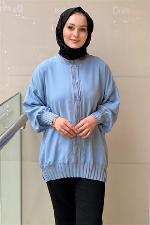 Ghisa Önü Büzgü Triko Detaylı Tunik