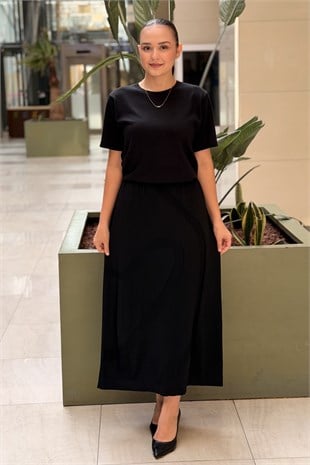 Missdalida Kendinden Desenli Triko Etek