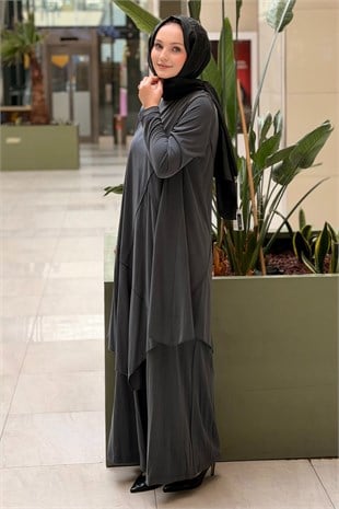 Nurcan Çetin Çapraz Biye Detaylı Asimetrik Kesim Tunik Pantolon Takım