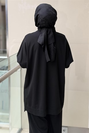 Nurcan Çetin Çapraz Fermuar Detaylı Tunik Pantolon Takım