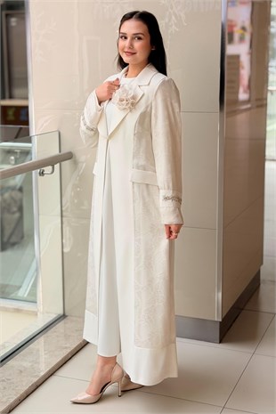 Matex Kruvaze Yaka Organze Kombinli İçli Dışlı B.Beden Abaya