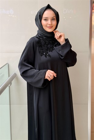Nurcan Çetin Yakası Boncuk İşlemeli Uzun Tunik Pantolon Takım