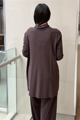 Nurcan Çetin Boğazı Stoperli Cepli Tunik Pantolon Takım