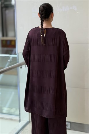 Nurcan Çetin Heddy Kare Desenli Tunik Pantolon Takım
