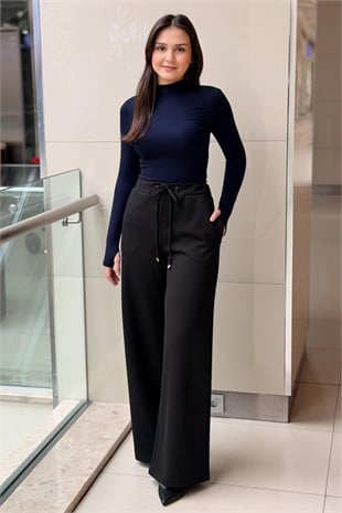 Sentez Jessica Kapak Cepli Geniş Paça Pantolon
