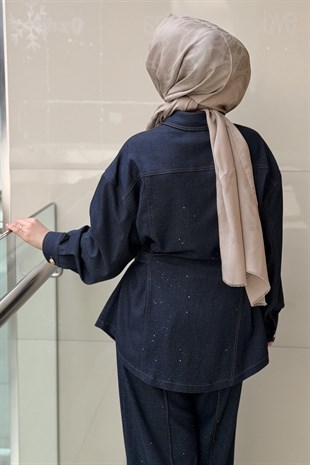 Ghisa Apoletli Pırıltılı Detaylı Ceket Pantolon Takım