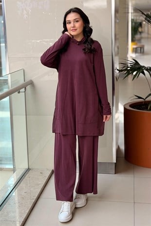 Nurcan Çetin Boğazı Stoperli Cepli Tunik Pantolon Takım