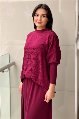 Nuss Labirent Desen Tunik Etek İkli Takım