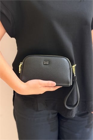 Mahal Bags Çift Fermuarlı Bilek Askılı Çapraz Çanta