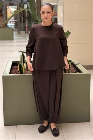 Nuss Önü Kısa Arkası Uzun Tunik Pantolon Basic Takım