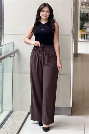 Sentez Ekvator Yanı Nervürlü Geniş Paça Pantolon