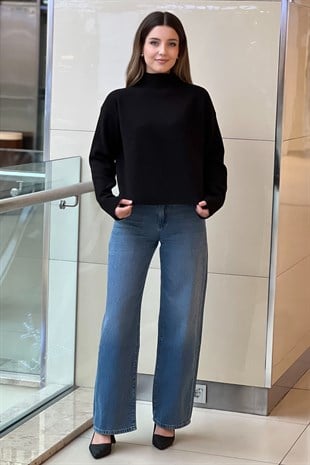 Twist Sloganlı Elastik Bel Jean Pantolon