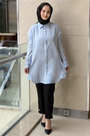 Tığ Triko Kolu Büzgü Detaylı Gömlek