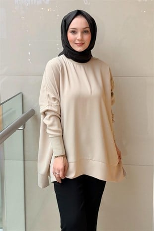 Ghisa Yakası Ve Kolları Triko Detaylı Tunik