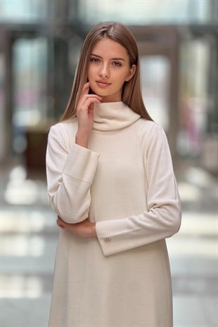 Missdalida Boğazlı Yaka Uzun Elbise