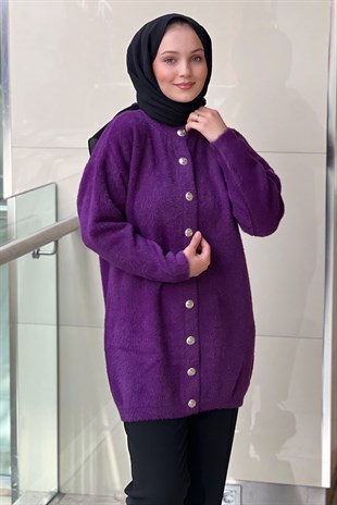 Nuss Önden Çıtçıtlı Basic Angora Hırka