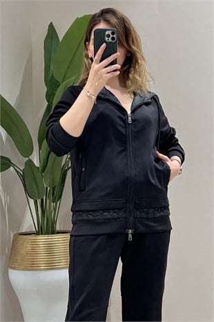 On Fashion Etek Ucu İki Kumaş Detaylı Bağcıklı Mont