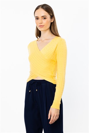 On Fashion Kruvze Örgü Desenli Kazak