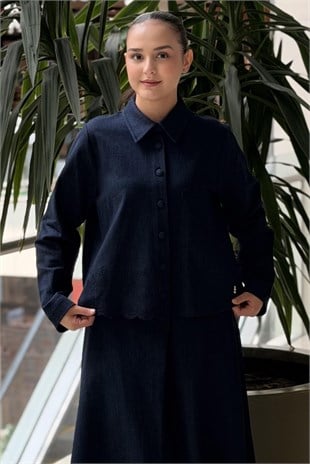 Missdalida Nakış Detaylı Crop Denim Ceket