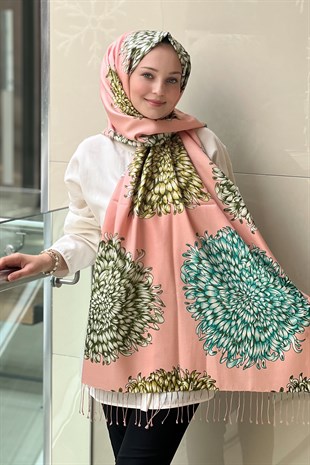 İpekvi 8028 Yıldız Çiçeği Desenli İpek Şal