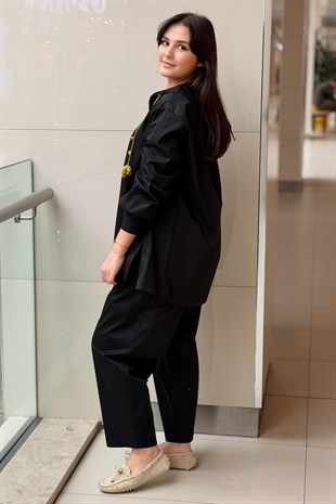 Ghisa Örgü İp Detaylı Kapşonlu Kap Pantolon Takım