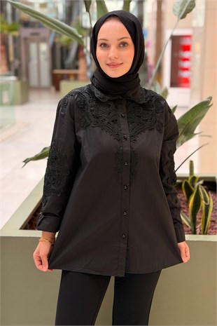 Ghisa Güpür Detaylı Pamuk Gömlek