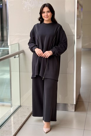Nurcan Çetin Fermuar Detaylı Tunik Pantolon Takım