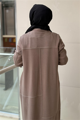 Nurcan Çetin Random Desen Spor Dikiş Önden Tam Boy Fermuarlı Ferace