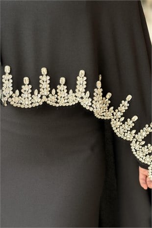 Fashion Night Taş İşlemeli İçli Dışlı Senti Krep Abiye