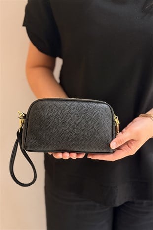 Mahal Bags Çift Fermuarlı Bilek Askılı Çapraz Çanta