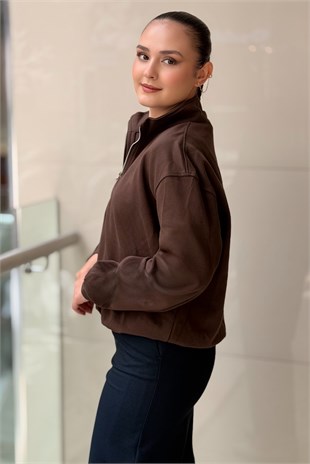 İpekyol Yarım Fermuar Beli Büzgülü Sweat