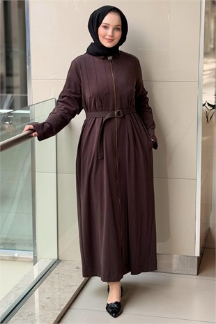 Nurcan Çetin Band Model Tam Boy Fermuarlı Ferace