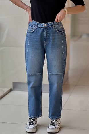 İpekyol Eskitme Efektli Wide Leg Fit Jean Pantolon