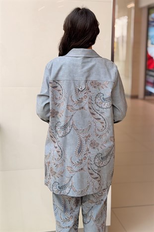 Tığ Triko Denim Kombinli Pantolonlu Takım