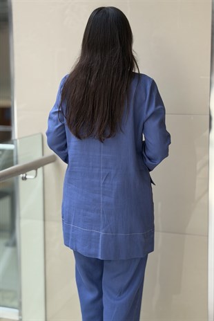 Tığ Triko Spor Dikişli Pantolonlu Keten Takım