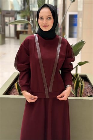 Ceremony Kolu Önü Ve Etek Ucu Şirit Deri Detaylı Luna Takım