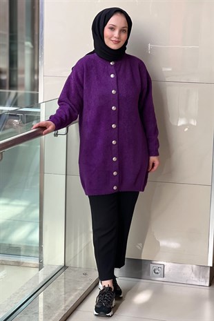Nuss Önden Çıtçıtlı Basic Angora Hırka