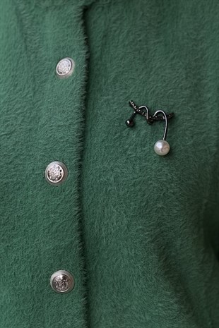 Nuss Önden Çıtçıtlı Basic Angora Hırka