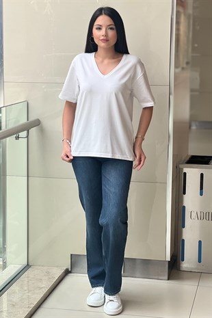 İpekyol V Yaka Kısa Kol Basic Tshirt