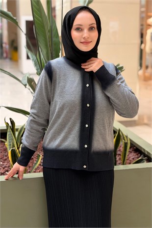 Ghisa Önden Taş Düğmeli Degrade Triko Hırka