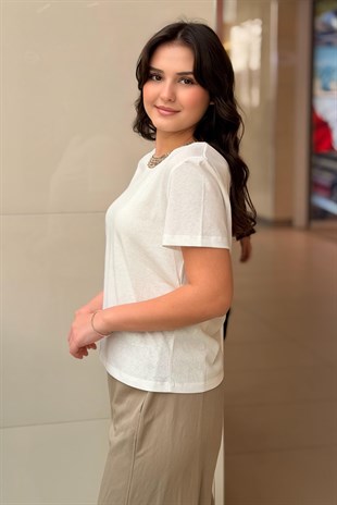 İpekyol Suni İnci Ve Boncuk İşlemeli Tişört