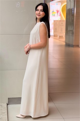 White Corner İthal Krep Kolsuz İçlik Elbise