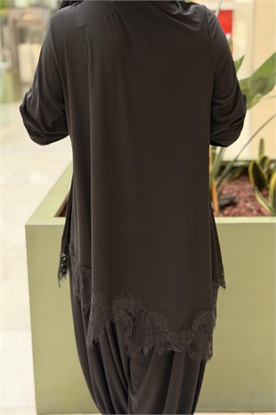 Nurcan Çetin Tunik Altı Güpürlü Bol Pantolonlu Takım
