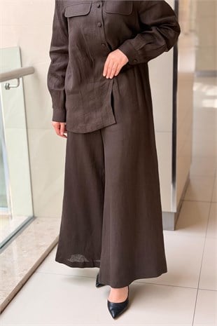 Missdalida Geniş Paça Keten Pantolon